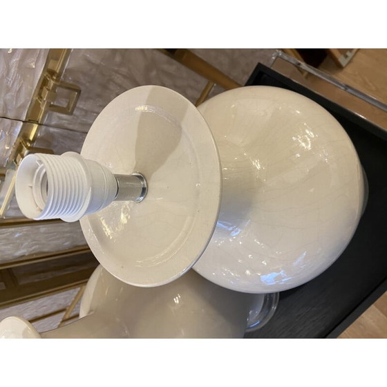 Image 1 of Pair of vintage cracked ceramic lamps, 1980