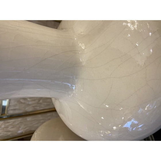 Image 1 of Pair of vintage cracked ceramic lamps, 1980