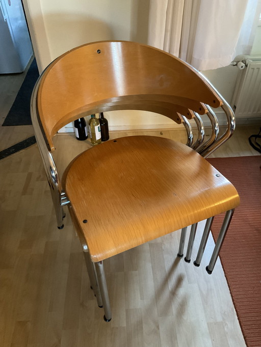 4x Chrome Tubular Chair