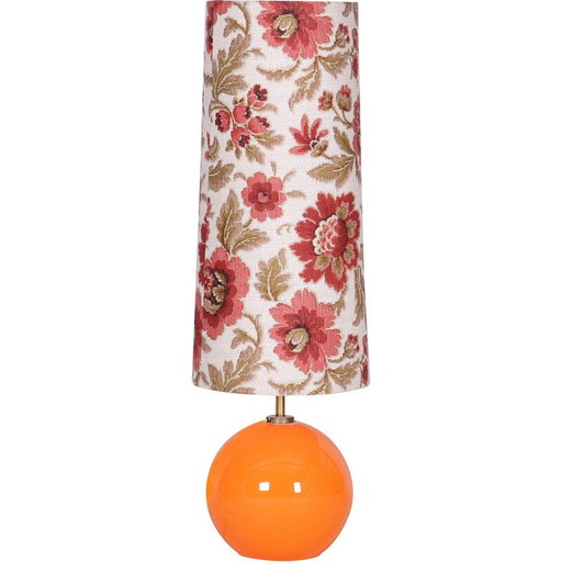 Lampada da tavolo vintage in vetro colorato e tessuto, Cecoslovacchia 1960