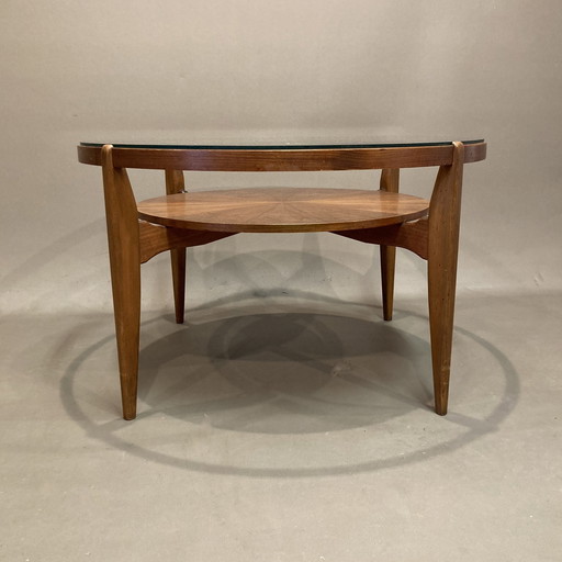 Table Basse Verre Et Teck Design Scandinave 1950.