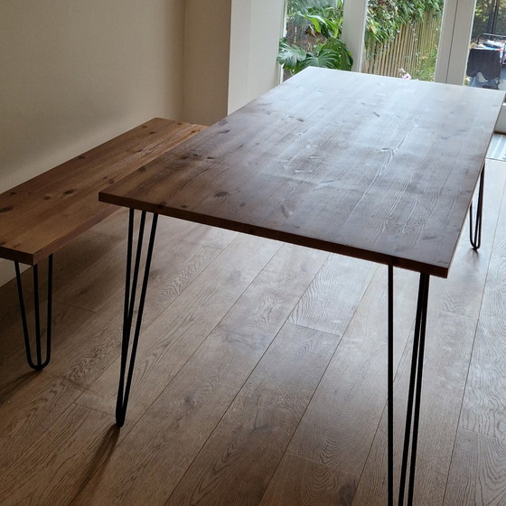 Image 1 of Walnut Dinner Table & Bench - Designer Allon Dery