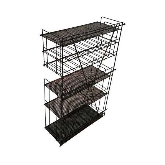 Image 1 of Vintage, Ca. 1960 - Metal, Black - Hanging Shelving Unit - Can Be Used As Bookcase / Spicerack / Display Cabinet - French, Indus