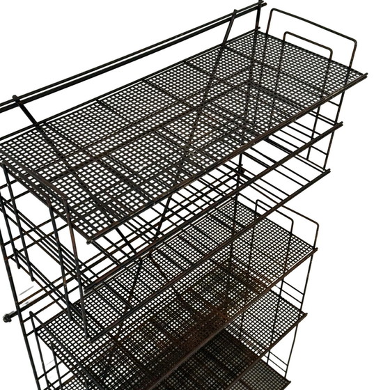 Image 1 of Vintage, Ca. 1960 - Metal, Black - Hanging Shelving Unit - Can Be Used As Bookcase / Spicerack / Display Cabinet - French, Indus