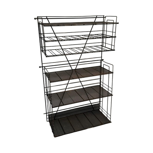 Vintage, Ca. 1960 - Metal, Black - Hanging Shelving Unit - Can Be Used As Bookcase / Spicerack / Display Cabinet - French, Indus