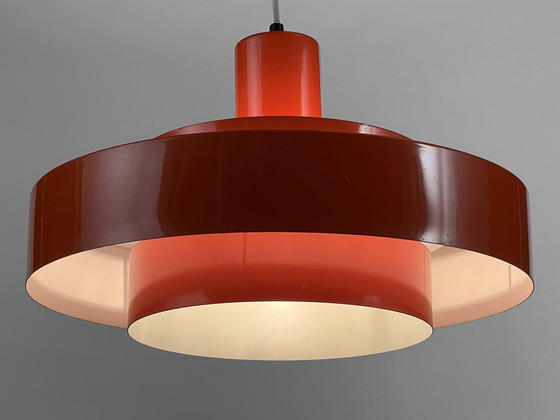 Image 1 of Pedant Light "Equator" In Orange By Jo Hammerborg For Fog & Mørup. Denmark 1960S