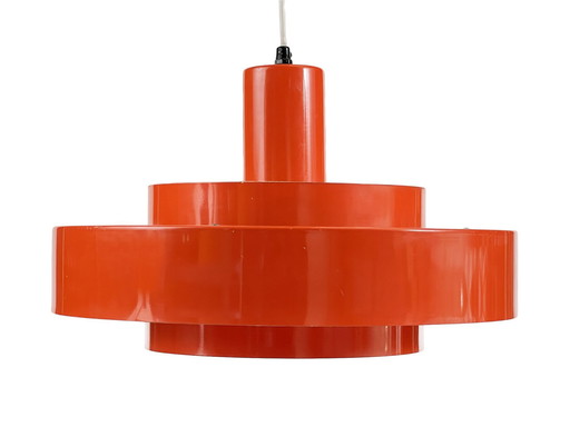 Pedant Light "Equator" In Orange By Jo Hammerborg For Fog & Mørup. Denmark 1960S