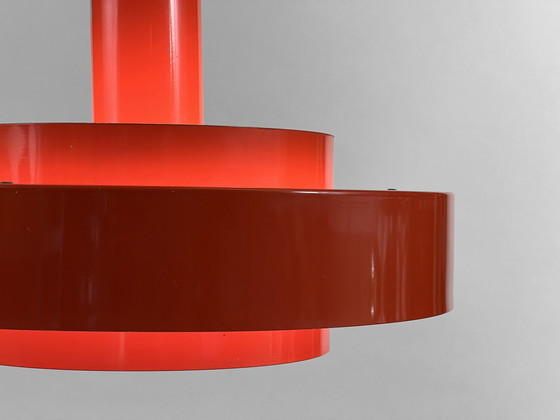 Image 1 of Pedant Light "Equator" In Orange By Jo Hammerborg For Fog & Mørup. Denmark 1960S