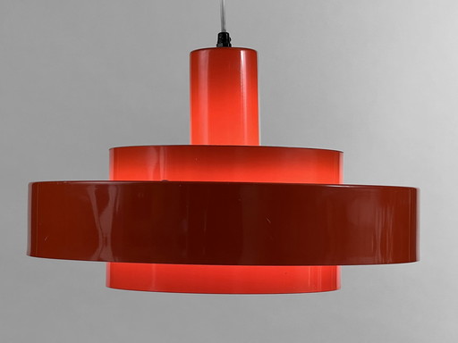 Pedant Light "Equator" In Orange By Jo Hammerborg For Fog & Mørup. Denmark 1960S