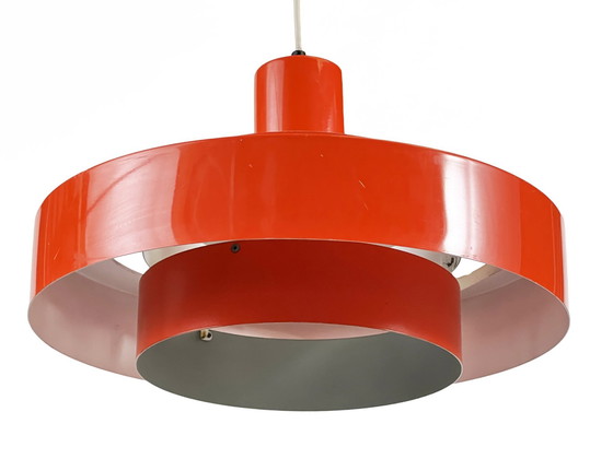 Image 1 of Pedant Light "Equator" In Orange By Jo Hammerborg For Fog & Mørup. Denmark 1960S