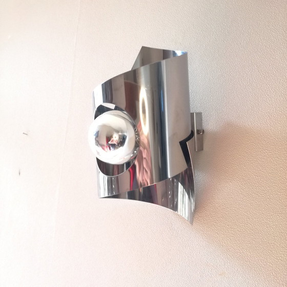 Image 1 of Polished stainless steel wall lamp, 1970