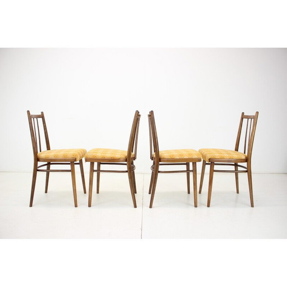 Image 1 of Set of 4 vintage wood and fabric chairs by Jitona, Czechoslovakia 1970s
