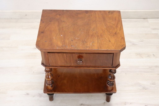 Antique Wooden Single Low Nightstand