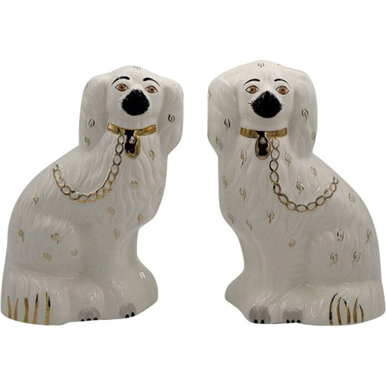 Image 1 of Pair of vintage ceramic Staffordshire 1378-4 fireplace dogs from Beswick, England 1960