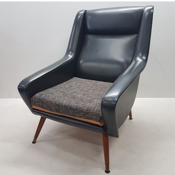 Image 1 of Mid - Century Faux Leather Italian Armchair