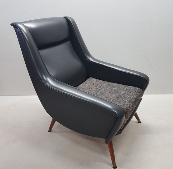 Image 1 of Mid - Century Faux Leather Italian Armchair