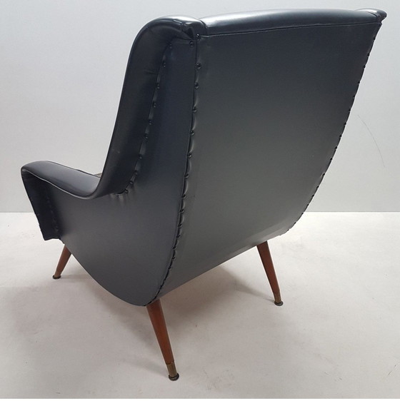 Image 1 of Mid - Century Faux Leather Italian Armchair