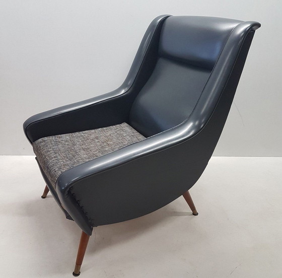 Image 1 of Mid - Century Faux Leather Italian Armchair