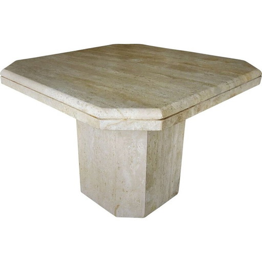 Mesa de centro vintage de travertino, Italia, 1970