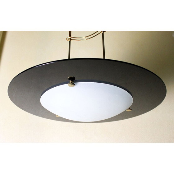 Image 1 of Vintage glass and gilded brass pendant lamp, 1970