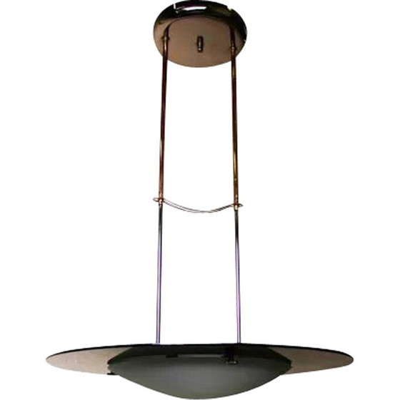 Image 1 of Vintage glass and gilded brass pendant lamp, 1970