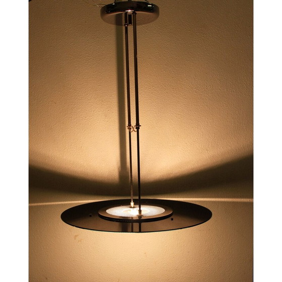 Image 1 of Vintage glass and gilded brass pendant lamp, 1970