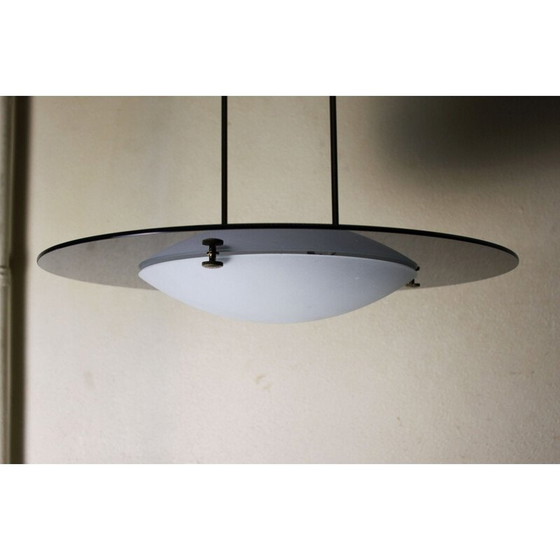 Image 1 of Vintage glass and gilded brass pendant lamp, 1970