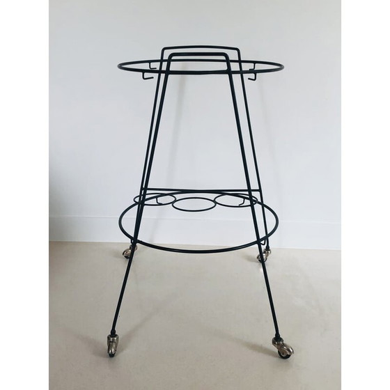 Image 1 of Vintage serving cart in lacquered metal, Italy 1950s