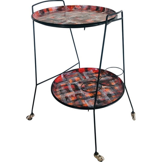 Image 1 of Vintage serving cart in lacquered metal, Italy 1950s