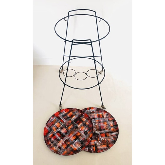 Image 1 of Vintage serving cart in lacquered metal, Italy 1950s