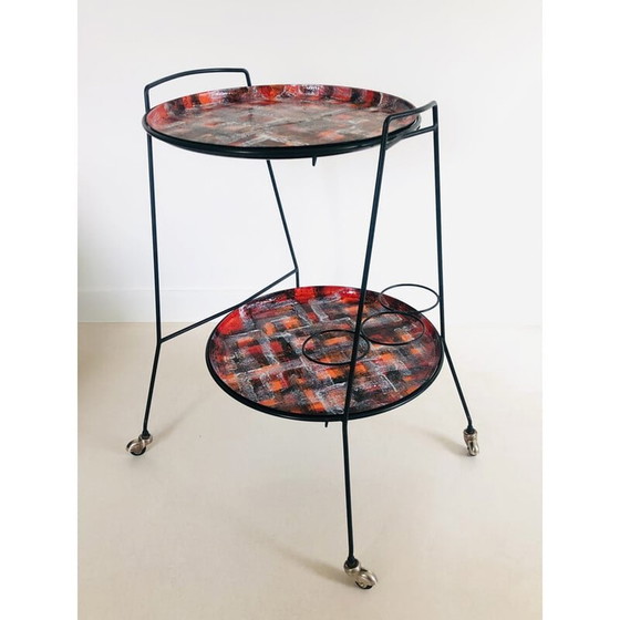 Image 1 of Vintage serving cart in lacquered metal, Italy 1950s