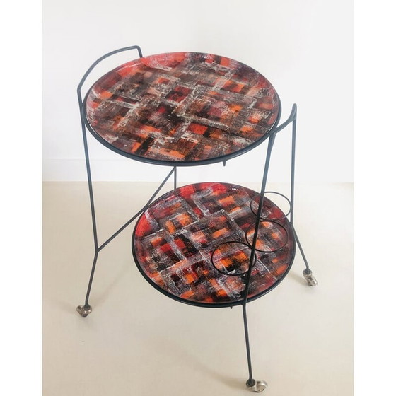Image 1 of Vintage serving cart in lacquered metal, Italy 1950s
