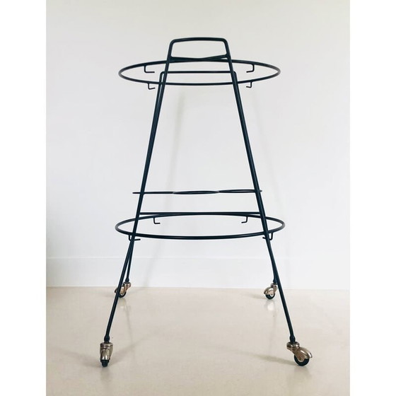Image 1 of Vintage serving cart in lacquered metal, Italy 1950s