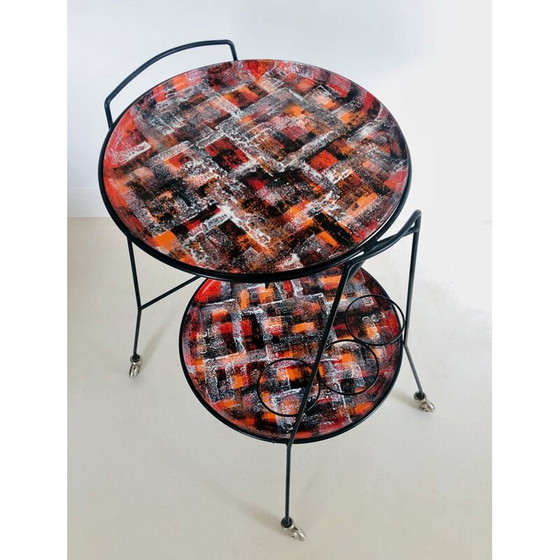 Image 1 of Vintage serving cart in lacquered metal, Italy 1950s