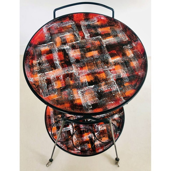 Image 1 of Vintage serving cart in lacquered metal, Italy 1950s
