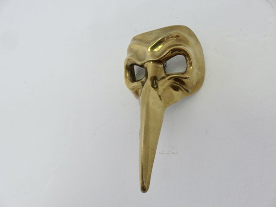 Image 1 of Maschera di Carnevale Veneziana, Ottone Dorato Massiccio, Medico della Peste, 1970