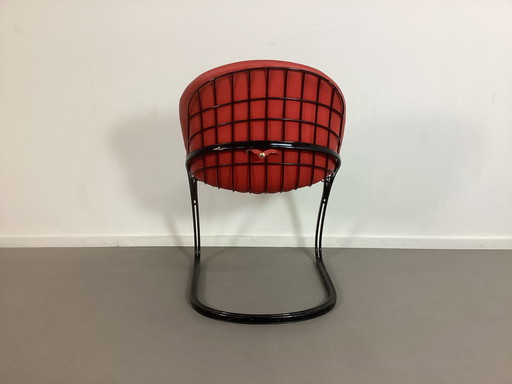 Chair Wire Chair Gastone Rinaldi Red Leather