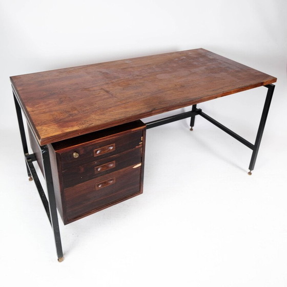 Image 1 of Vintage desk in rosewood and metal legs, Denmark 1960