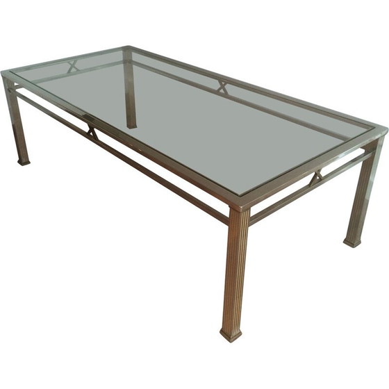 Image 1 of Vintage chrome and brass coffee table, 1970