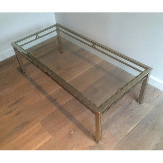 Image 1 of Vintage chrome and brass coffee table, 1970