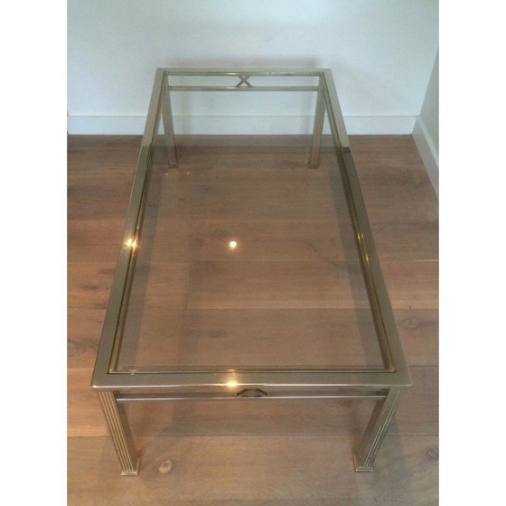 Image 1 of Vintage chrome and brass coffee table, 1970