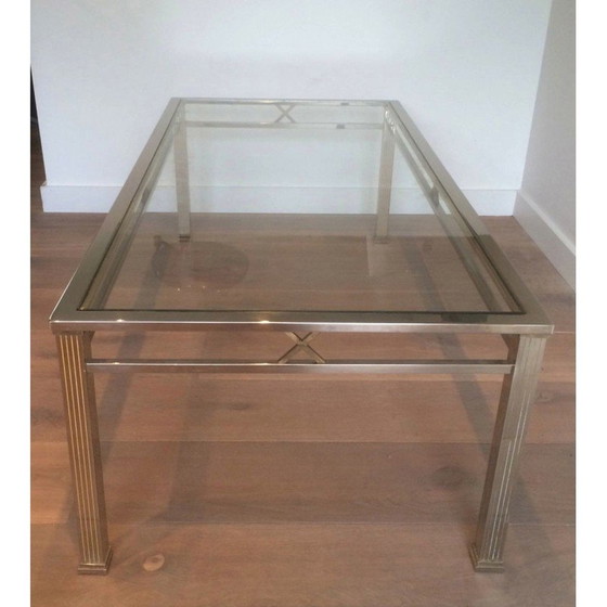 Image 1 of Vintage chrome and brass coffee table, 1970