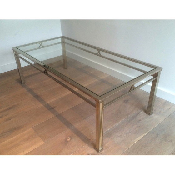 Image 1 of Vintage chrome and brass coffee table, 1970