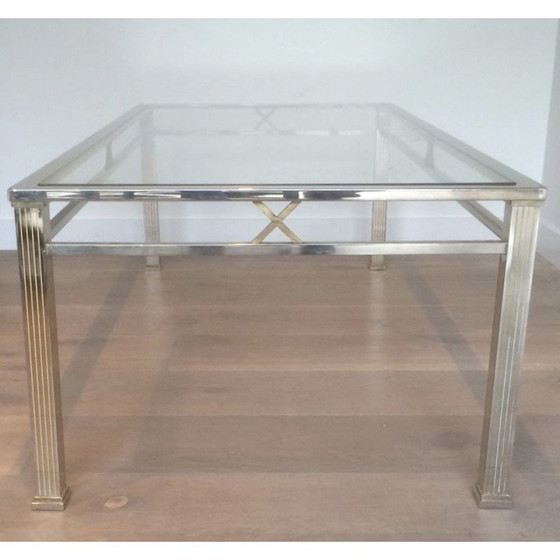Image 1 of Vintage chrome and brass coffee table, 1970