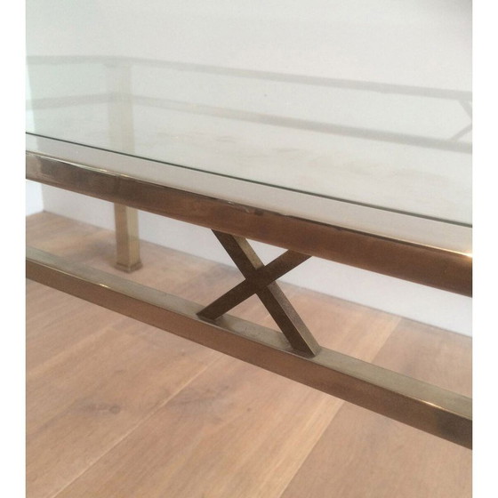 Image 1 of Vintage chrome and brass coffee table, 1970