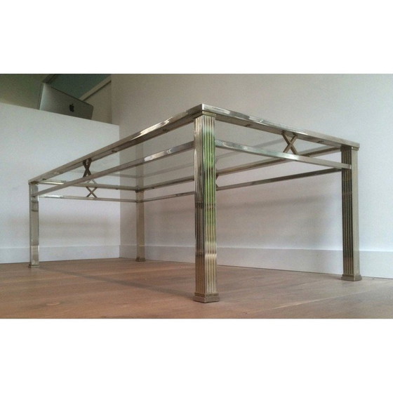 Image 1 of Vintage chrome and brass coffee table, 1970