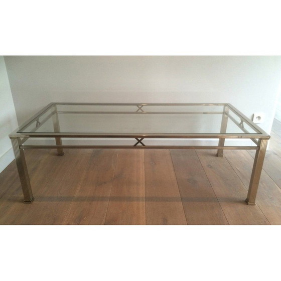 Image 1 of Vintage chrome and brass coffee table, 1970