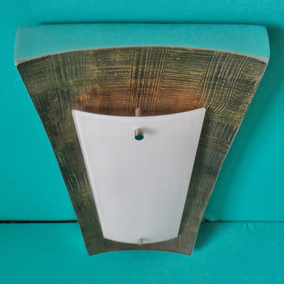 Image 1 of Pair of vintage rectangular opaline glass wall lamp for Fisher Leuchten, Germany 1980