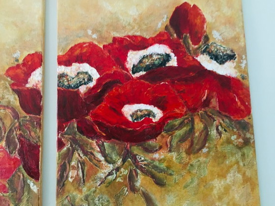 Image 1 of Trix van Hoof - triptych of poppies