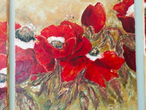 Image 1 of Trix van Hoof - triptych of poppies